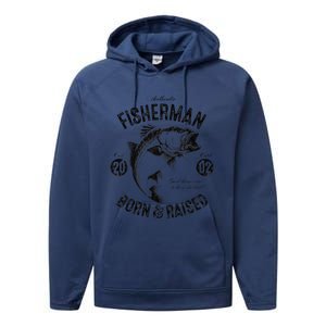 21 Year Old Fisherman Fishing 2002 21st Birthday Performance Fleece Hoodie