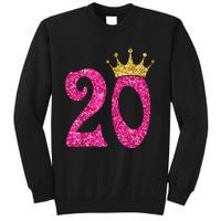 20 Year Old Gifts 20th Birthday Queen Girls crown Pink Sweatshirt