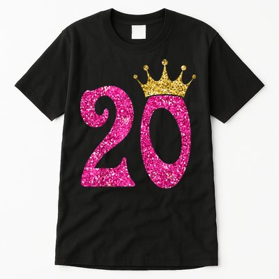 20 Year Old Gifts 20th Birthday Queen Girls crown Pink Tall T-Shirt