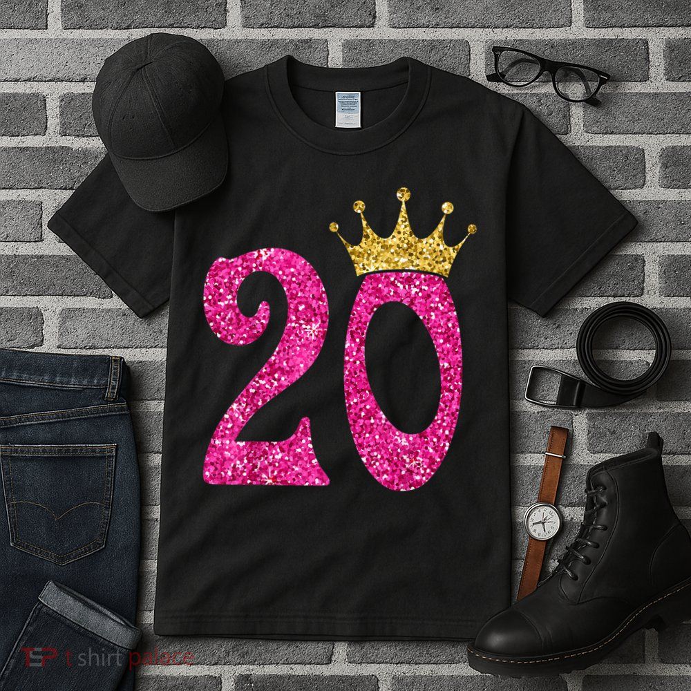 20 Year Old Gifts 20th Birthday Queen Girls crown Pink Tall T-Shirt