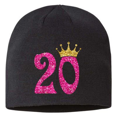 20 Year Old Gifts 20th Birthday Queen Girls crown Pink Sustainable Beanie