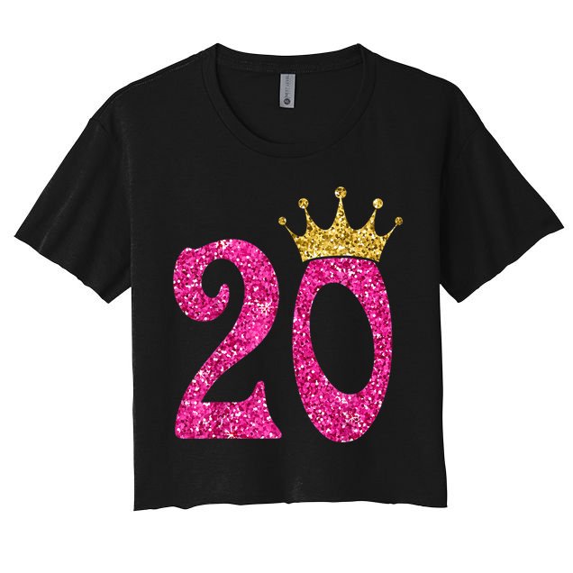 20 Year Old Gifts 20th Birthday Queen Girls crown Pink Crop Top