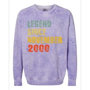 22 Year Old 22nd Birthday Gifts Legend Since November 2000 Colorblast Crewneck Sweatshirt