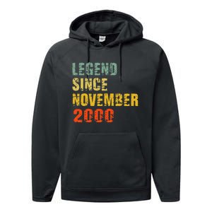 22 Year Old 22nd Birthday Gifts Legend Since November 2000 Performance Fleece Hoodie