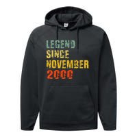 22 Year Old 22nd Birthday Gifts Legend Since November 2000 Performance Fleece Hoodie