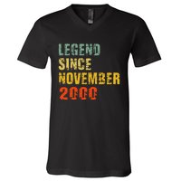 22 Year Old 22nd Birthday Gifts Legend Since November 2000 V-Neck T-Shirt