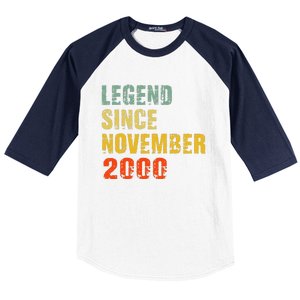 22 Year Old 22nd Birthday Gifts Legend Since November 2000 Baseball Sleeve Shirt