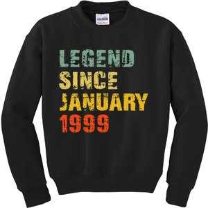 24 Year Old 24th Birthday Gifts Legend Since January 1999 Kids Sweatshirt