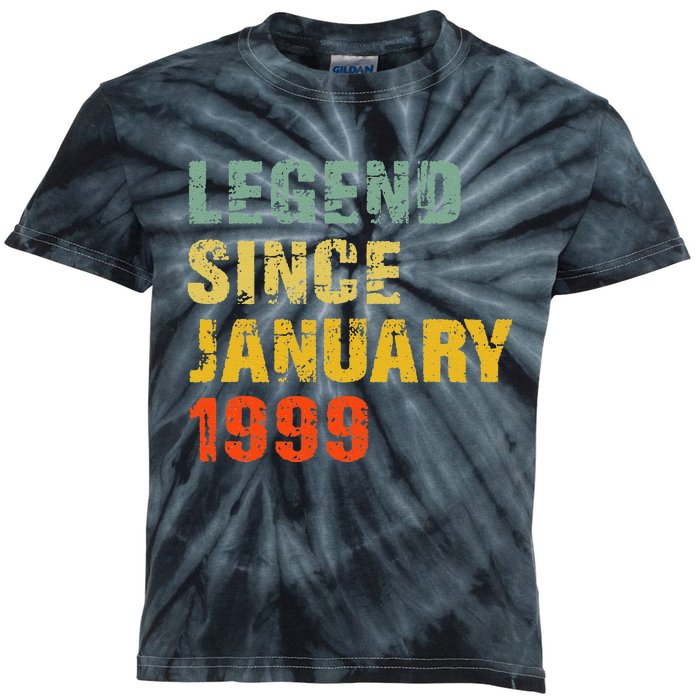 24 Year Old 24th Birthday Gifts Legend Since January 1999 Kids Tie-Dye T-Shirt