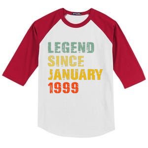 24 Year Old 24th Birthday Gifts Legend Since January 1999 Kids Colorblock Raglan Jersey