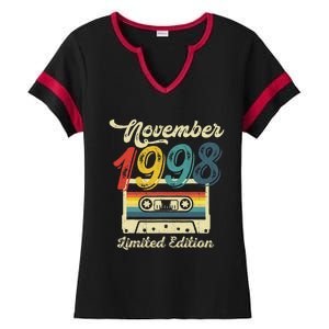 24 Years Old Gift Retro November 1998 Cassette 24th Birthday Ladies Halftime Notch Neck Tee