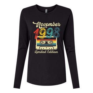 24 Years Old Gift Retro November 1998 Cassette 24th Birthday Womens Cotton Relaxed Long Sleeve T-Shirt