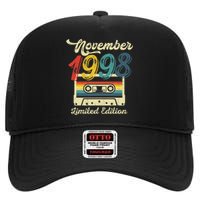 24 Years Old Gift Retro November 1998 Cassette 24th Birthday High Crown Mesh Back Trucker Hat