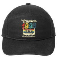 24 Years Old Gift Retro November 1998 Cassette 24th Birthday 7-Panel Snapback Hat