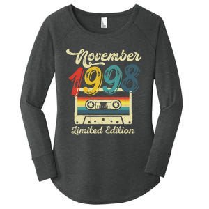 24 Years Old Gift Retro November 1998 Cassette 24th Birthday Women's Perfect Tri Tunic Long Sleeve Shirt