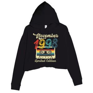 24 Years Old Gift Retro November 1998 Cassette 24th Birthday Crop Fleece Hoodie