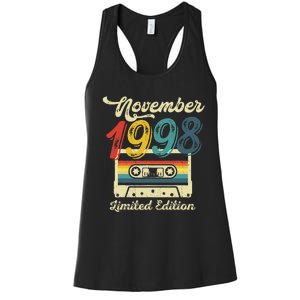 24 Years Old Gift Retro November 1998 Cassette 24th Birthday Women's Racerback Tank