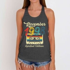 24 Years Old Gift Retro November 1998 Cassette 24th Birthday Women's Knotted Racerback Tank