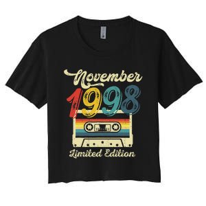 24 Years Old Gift Retro November 1998 Cassette 24th Birthday Women's Crop Top Tee