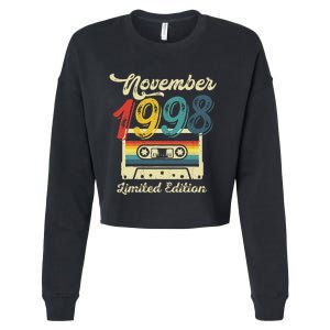 24 Years Old Gift Retro November 1998 Cassette 24th Birthday Cropped Pullover Crew