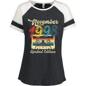 24 Years Old Gift Retro November 1998 Cassette 24th Birthday Enza Ladies Jersey Colorblock Tee