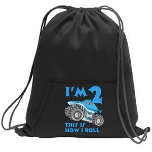 2 Year Old 2nd Birthday Monster Truck Car Sweatshirt Cinch Pack Bag