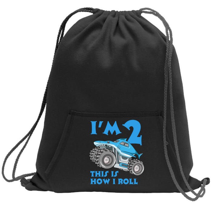 2 Year Old 2nd Birthday Monster Truck Car Sweatshirt Cinch Pack Bag