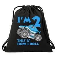 2 Year Old 2nd Birthday Monster Truck Car Drawstring Bag