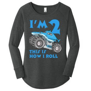 2 Year Old 2nd Birthday Monster Truck Car Women's Perfect Tri Tunic Long Sleeve Shirt