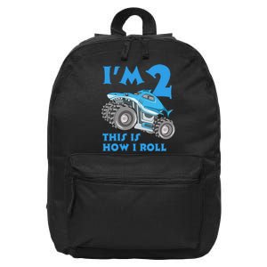 2 Year Old 2nd Birthday Monster Truck Car 16 in Basic Backpack