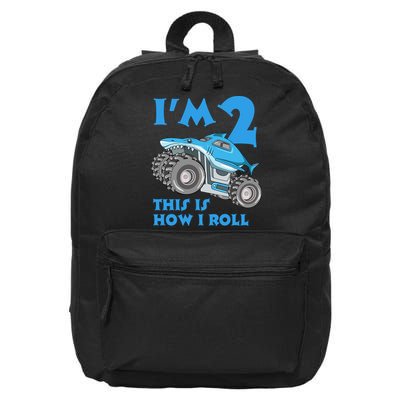 2 Year Old 2nd Birthday Monster Truck Car 16 in Basic Backpack