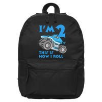 2 Year Old 2nd Birthday Monster Truck Car 16 in Basic Backpack