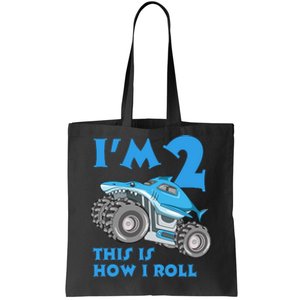 2 Year Old 2nd Birthday Monster Truck Car Tote Bag