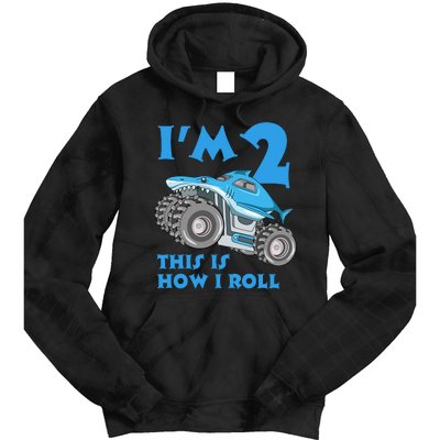 2 Year Old 2nd Birthday Monster Truck Car Tie Dye Hoodie