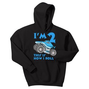 2 Year Old 2nd Birthday Monster Truck Car Kids Hoodie