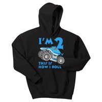 2 Year Old 2nd Birthday Monster Truck Car Kids Hoodie