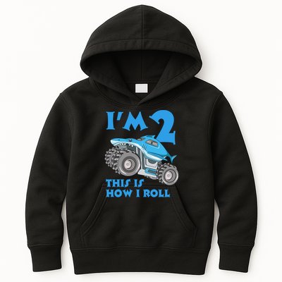 2 Year Old 2nd Birthday Monster Truck Car Kids Hoodie