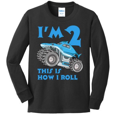 2 Year Old 2nd Birthday Monster Truck Car Kids Long Sleeve Shirt