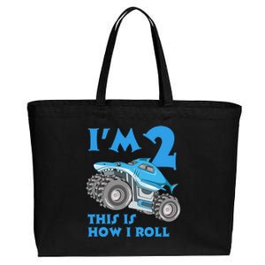 2 Year Old 2nd Birthday Monster Truck Car Cotton Canvas Jumbo Tote