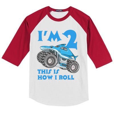 2 Year Old 2nd Birthday Monster Truck Car Kids Colorblock Raglan Jersey