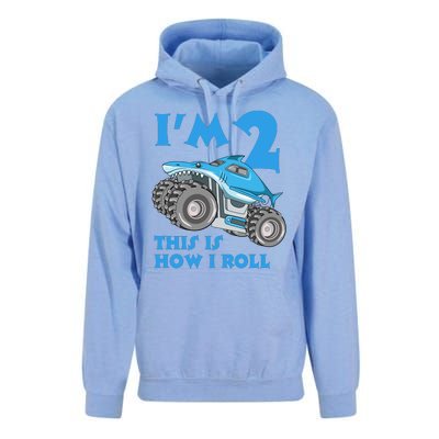 2 Year Old 2nd Birthday Monster Truck Car Unisex Surf Hoodie