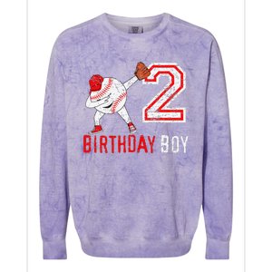 2 Years Old 2nd Birthday Baseball Dabbing Gift Colorblast Crewneck Sweatshirt