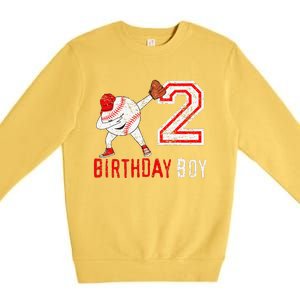 2 Years Old 2nd Birthday Baseball Dabbing Gift Premium Crewneck Sweatshirt