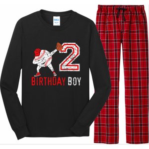 2 Years Old 2nd Birthday Baseball Dabbing Gift Long Sleeve Pajama Set