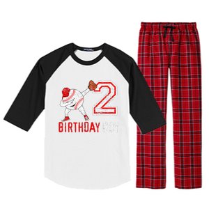 2 Years Old 2nd Birthday Baseball Dabbing Gift Raglan Sleeve Pajama Set