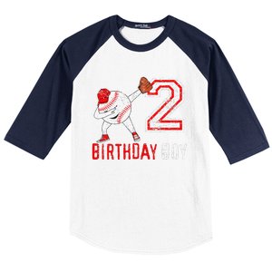 2 Years Old 2nd Birthday Baseball Dabbing Gift Baseball Sleeve Shirt