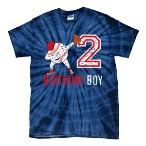 2 Years Old 2nd Birthday Baseball Dabbing Gift Tie-Dye T-Shirt