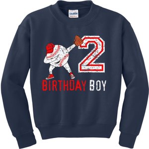 2 Years Old 2nd Birthday Baseball Dabbing Gift Kids Sweatshirt