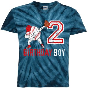 2 Years Old 2nd Birthday Baseball Dabbing Gift Kids Tie-Dye T-Shirt