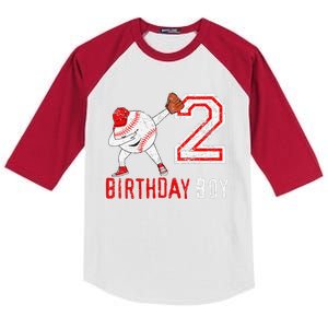 2 Years Old 2nd Birthday Baseball Dabbing Gift Kids Colorblock Raglan Jersey